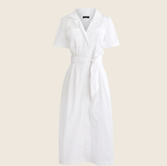 Lino Usa Dresses & Skirts - Lino Usa Chic White Midi Shirt Dress 100% Lino Size S